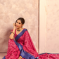 Soft Dola Saree with Foil Print and Contrast Jacquard Border - LaVante Fashion