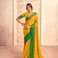 Soft Dola Saree with Foil Print and Contrast Jacquard Border - LaVante Fashion
