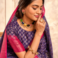 Soft Dola Saree with Foil Print and Contrast Jacquard Border - LaVante Fashion
