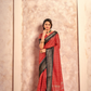 Soft Dola Saree with Foil Print and Contrast Jacquard Border - LaVante Fashion