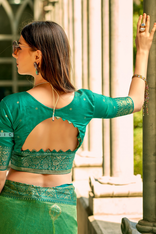 Elegant Soft Tissue Silk Draped in Traditional Zari Work - LaVante Fashion