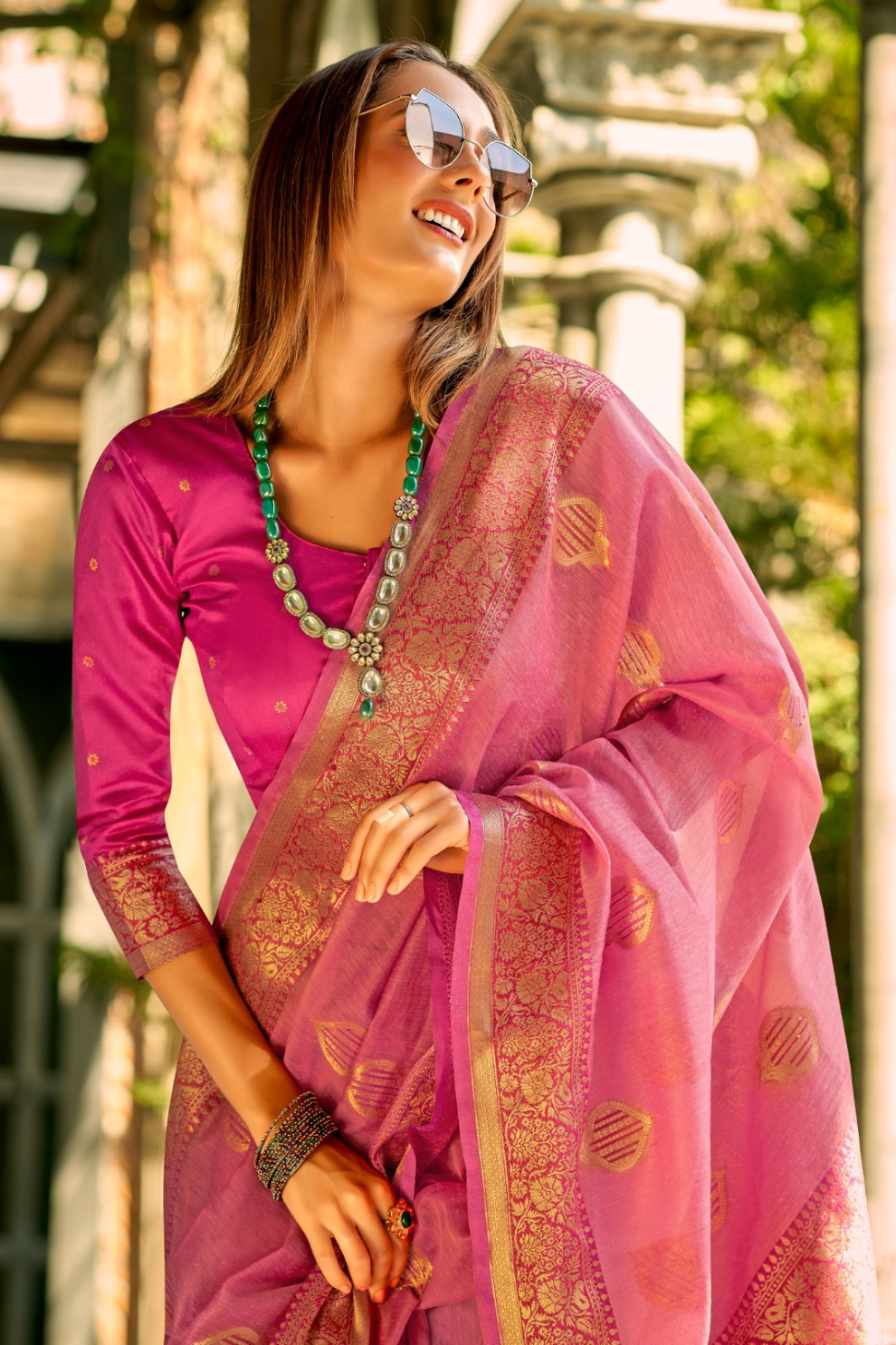 Elegant Soft Tissue Silk Draped in Traditional Zari Work - LaVante Fashion