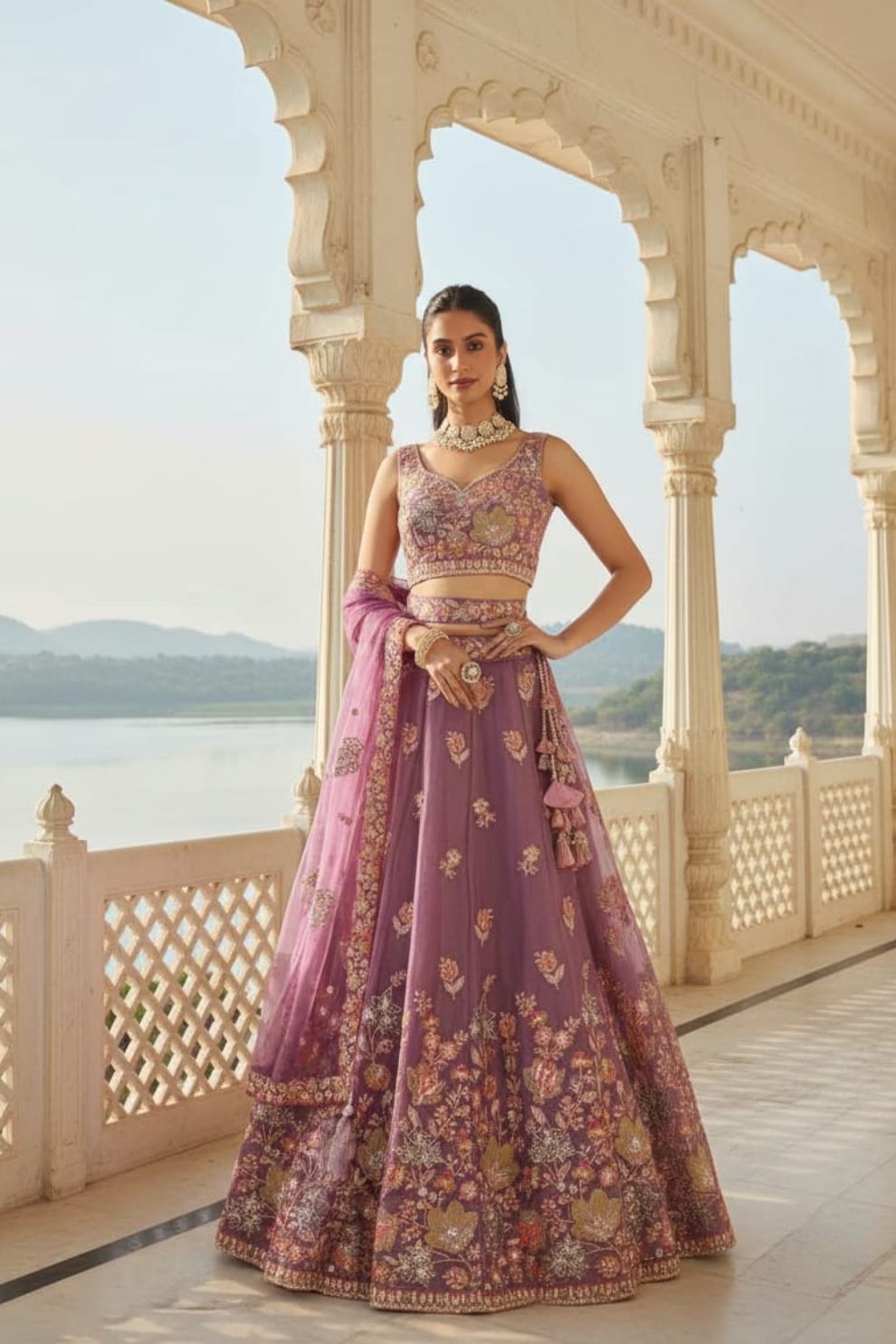 Elegant Organza Designer Lehenga with Intricate Floral Embroidery