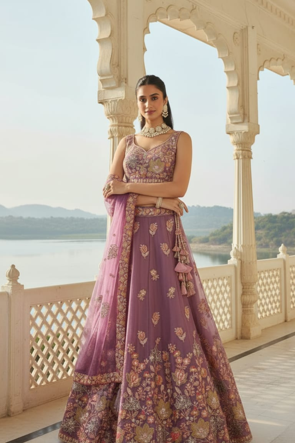 Elegant Organza Designer Lehenga with Intricate Floral Embroidery