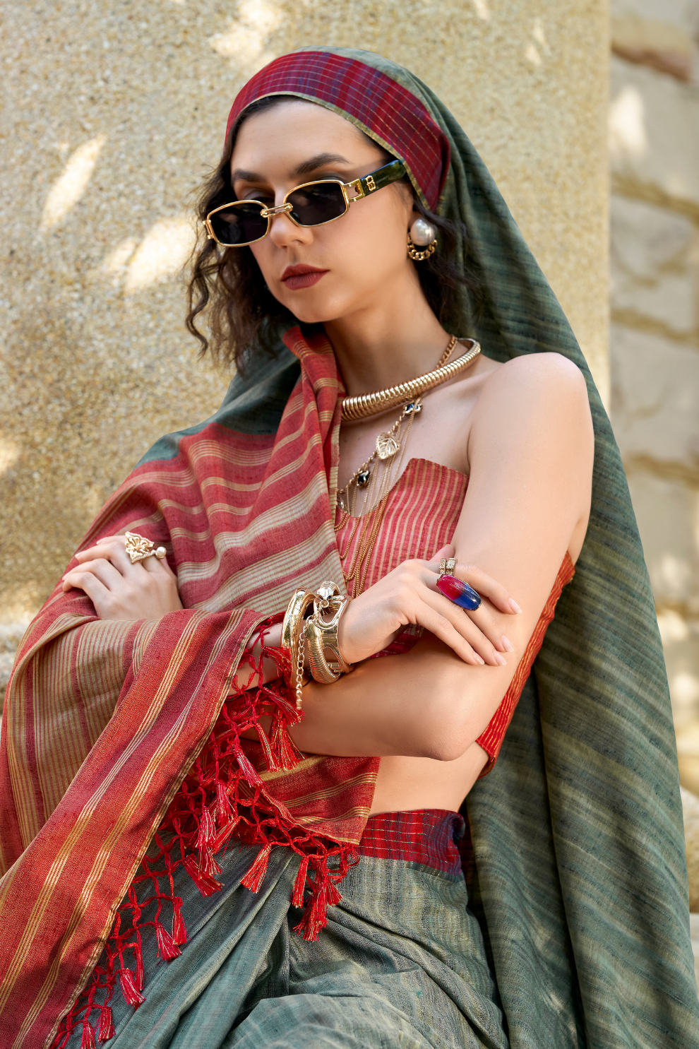 100% Pure Handloom Katan Silk Saree with Traditional Weaving - LaVante Fashion