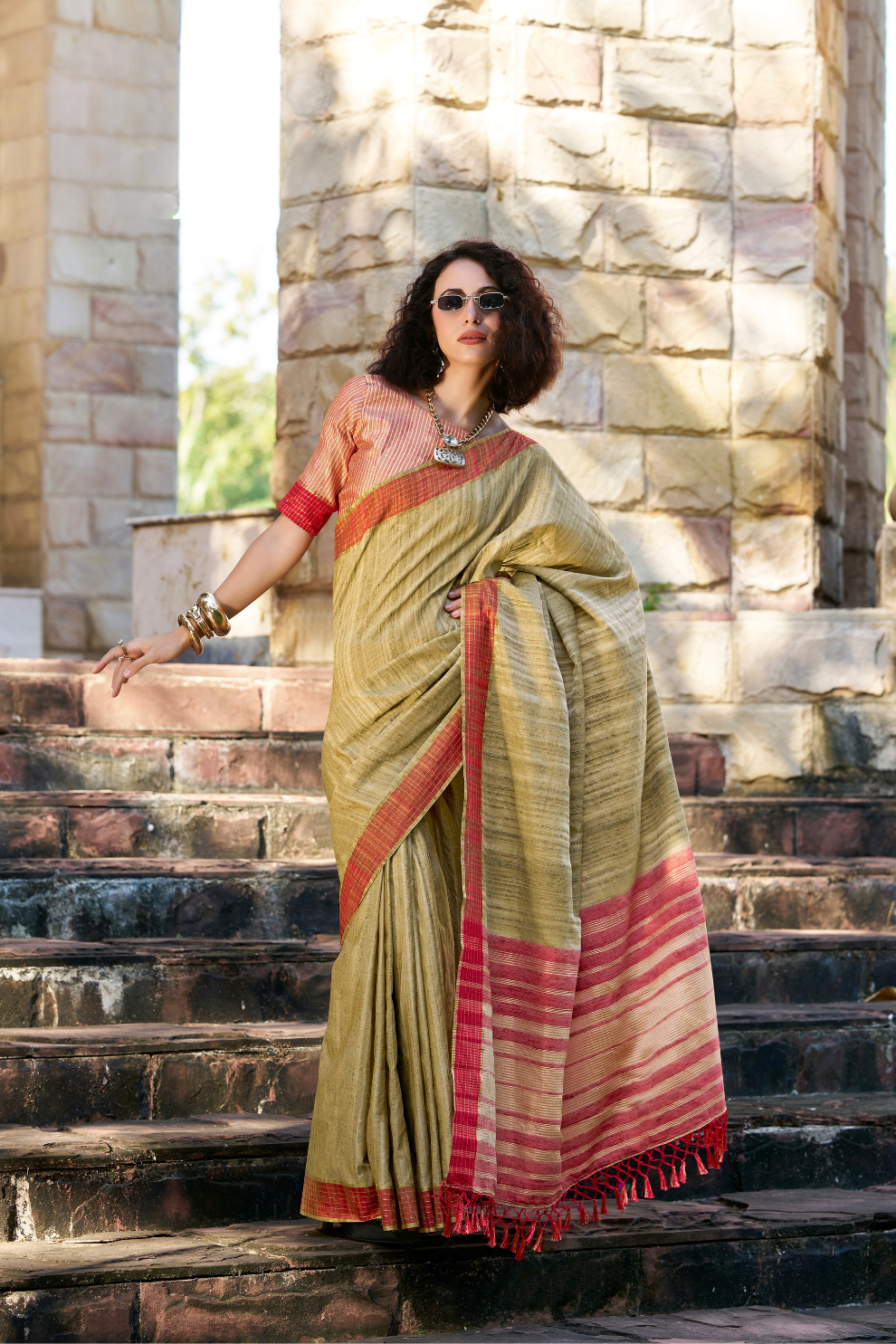 100% Pure Handloom Katan Silk Saree with Traditional Weaving - LaVante Fashion