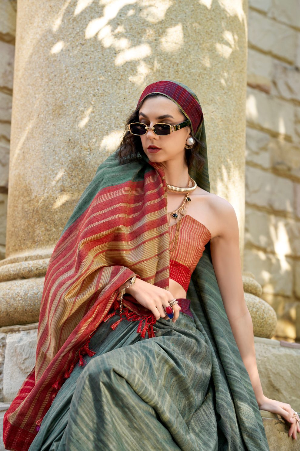 100% Pure Handloom Katan Silk Saree with Traditional Weaving - LaVante Fashion