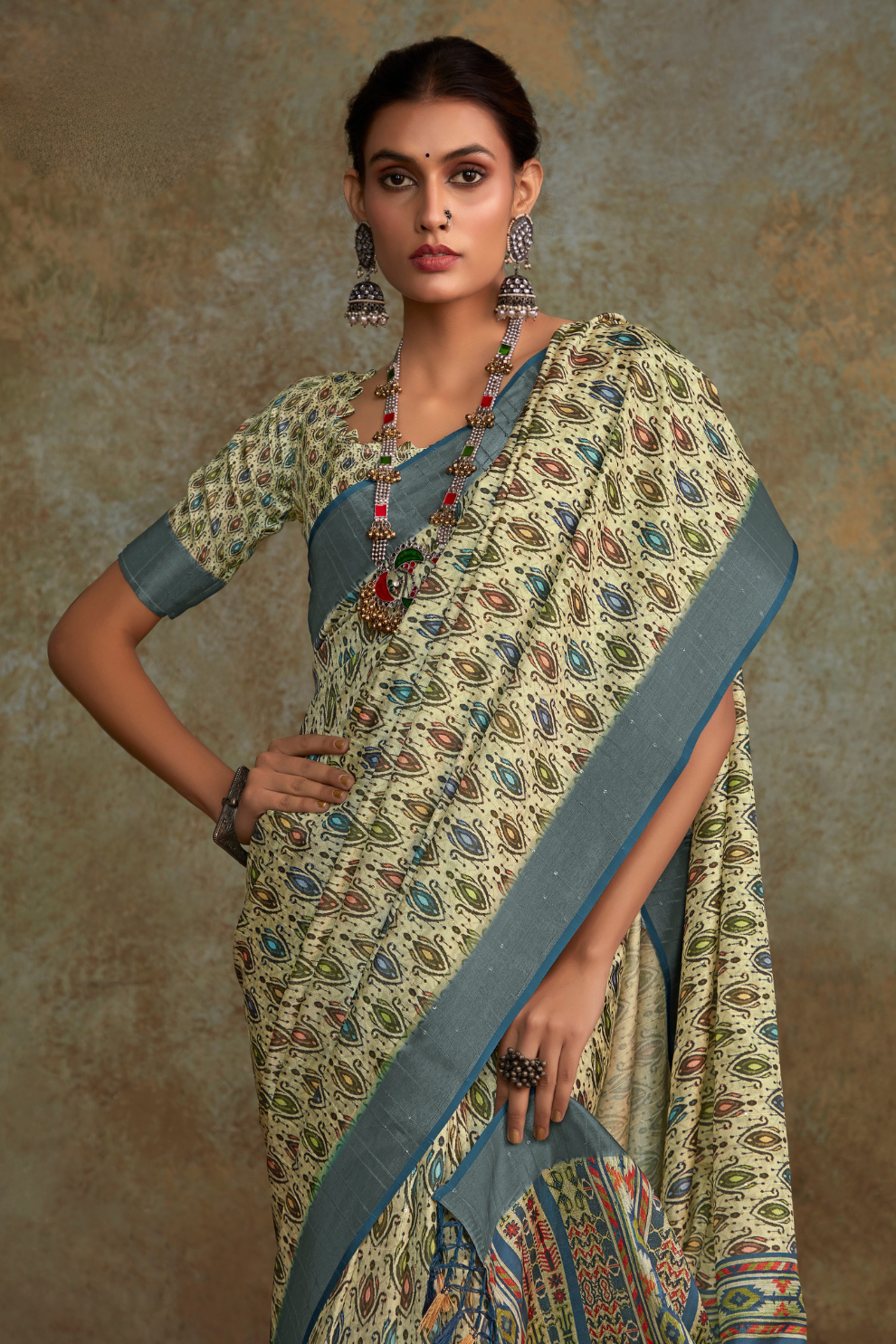 Handloom Fabric with Sequin Weaving & Digital Print - LaVante Fashion
