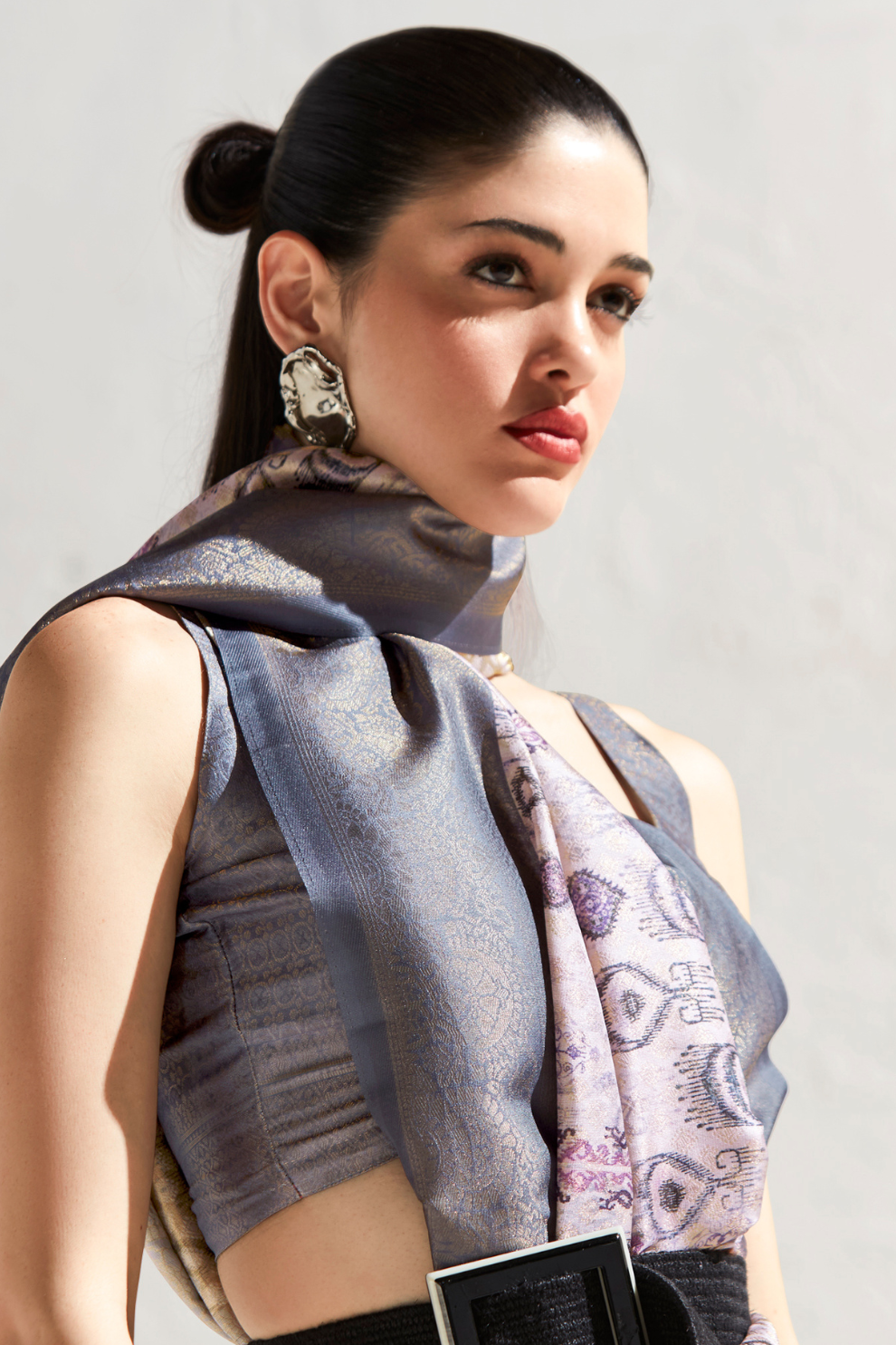 Designer Digital Printed Banarasi Slik Saree in Elegant Aqua Blue