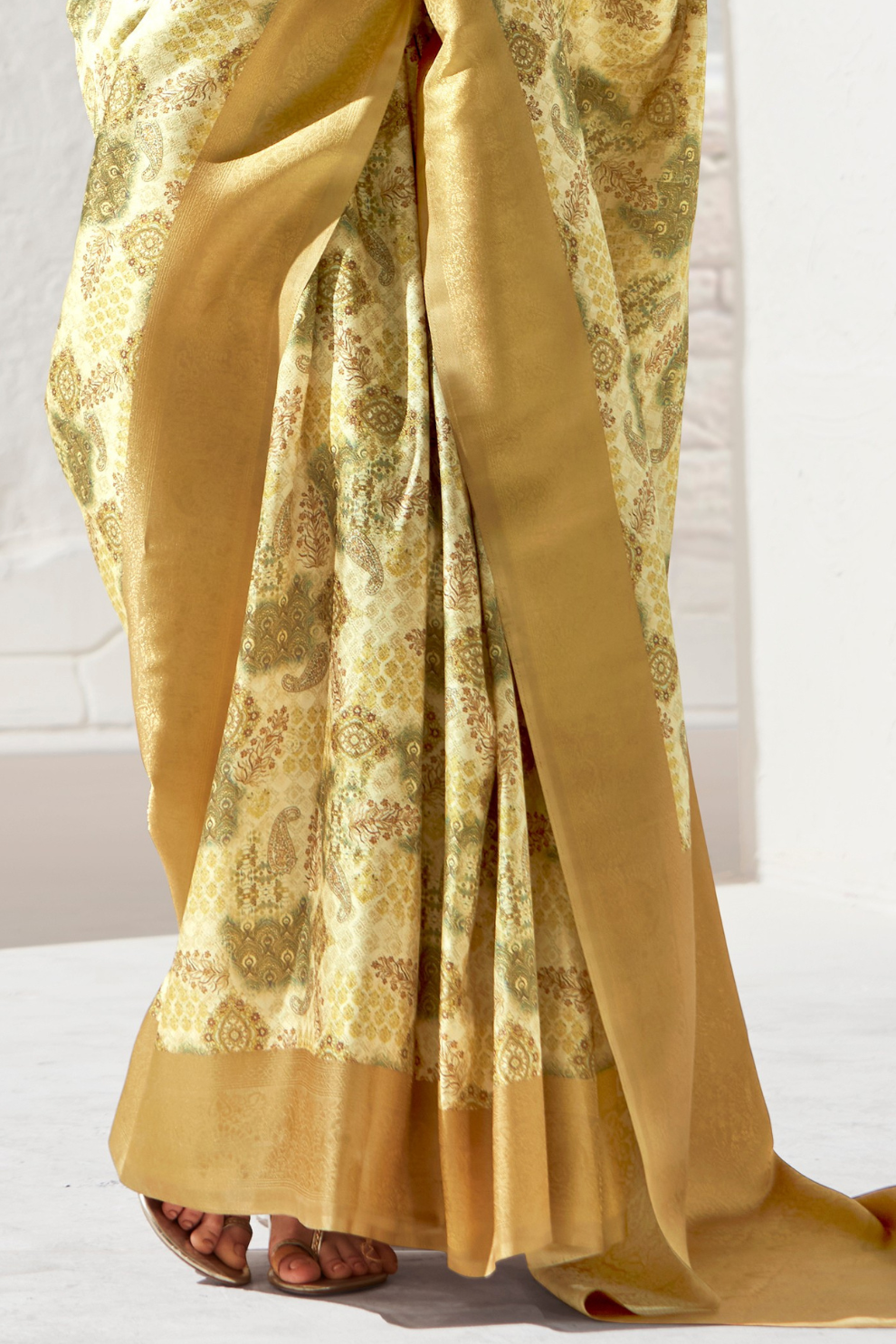Designer Digital Printed Banarasi Slik Saree in Elegant Aqua Blue
