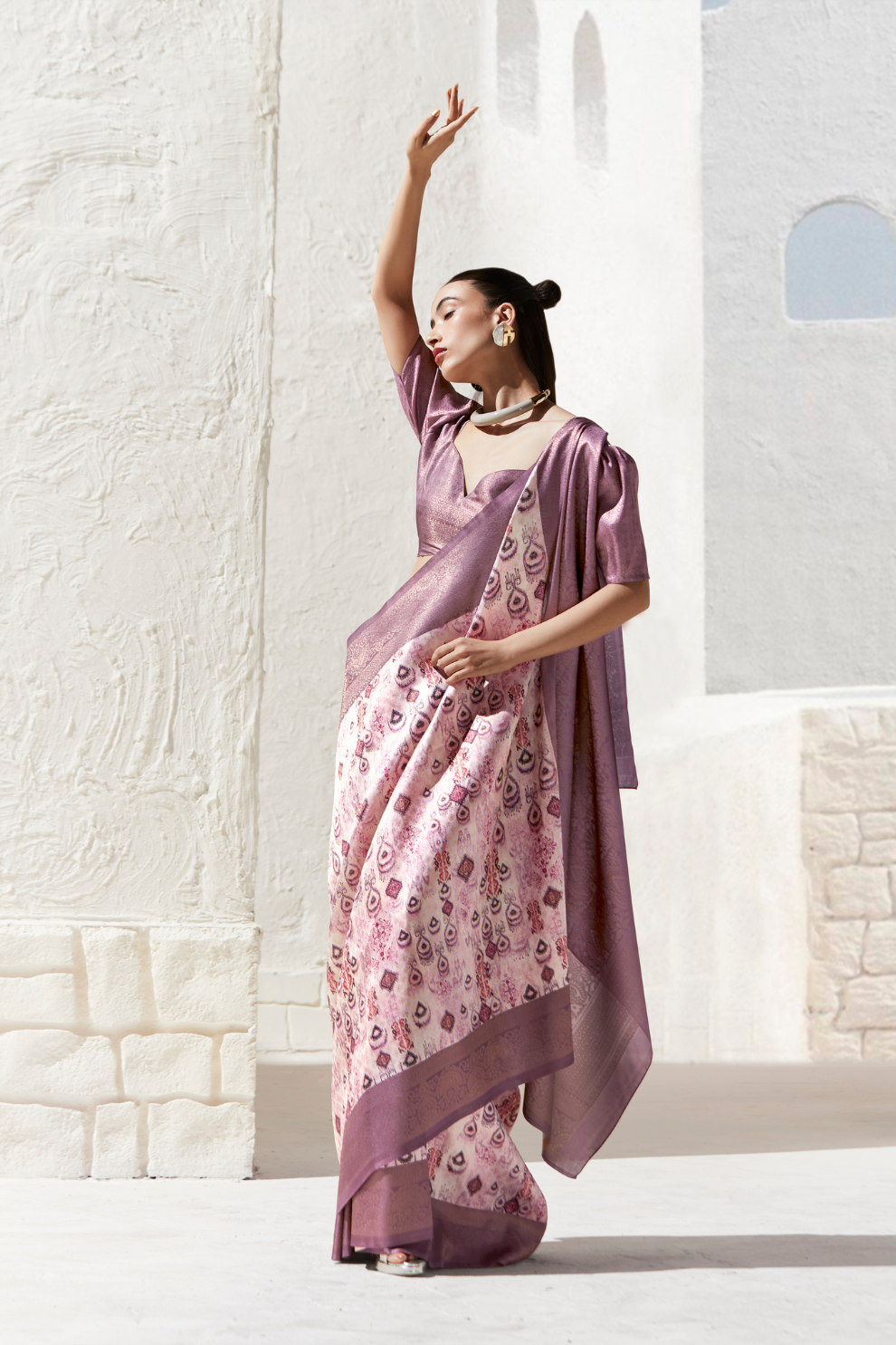 Designer Digital Printed Banarasi Slik Saree in Elegant Aqua Blue