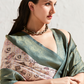 Designer Digital Printed Banarasi Slik Saree in Elegant Aqua Blue