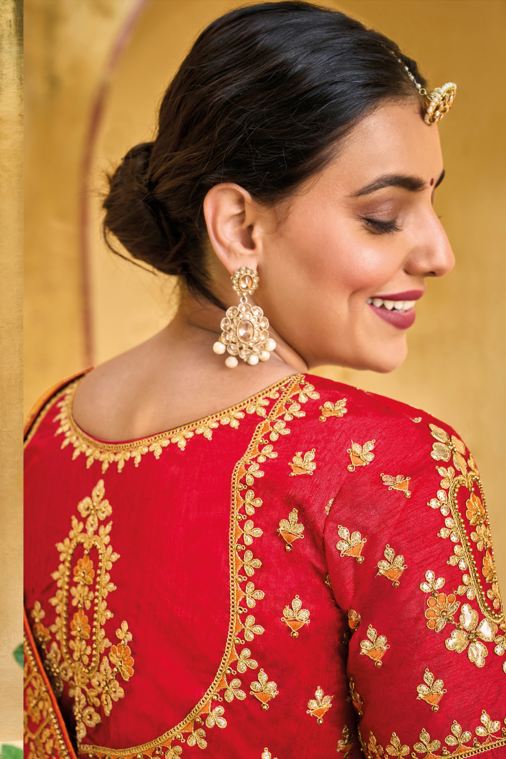Pure Dola Silk Saree with Timeless Gota Patti Embroidery Elegance