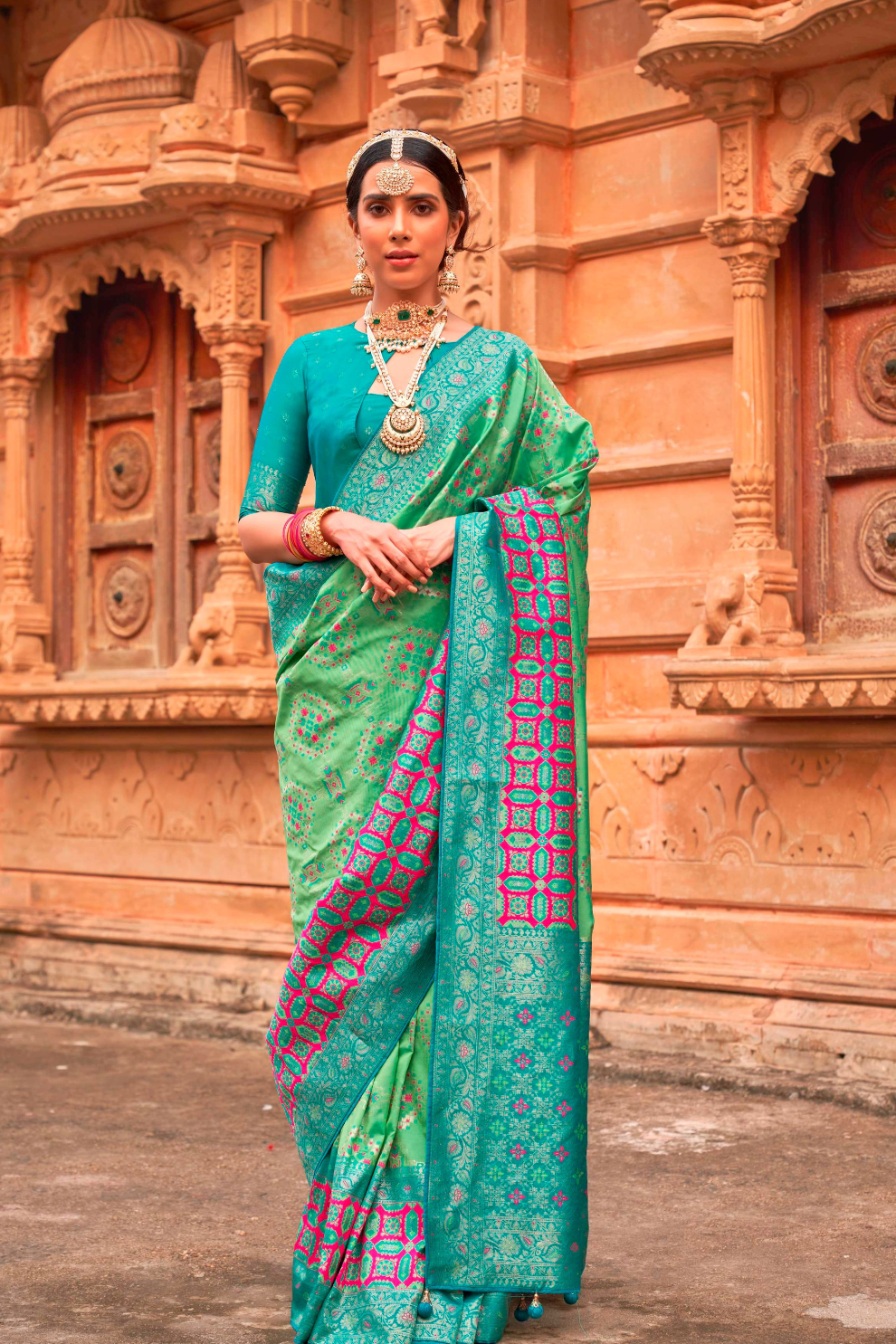 Banarasi P.V. Silk Saree with Elegant Patola Weaving Design - LaVante Fashion