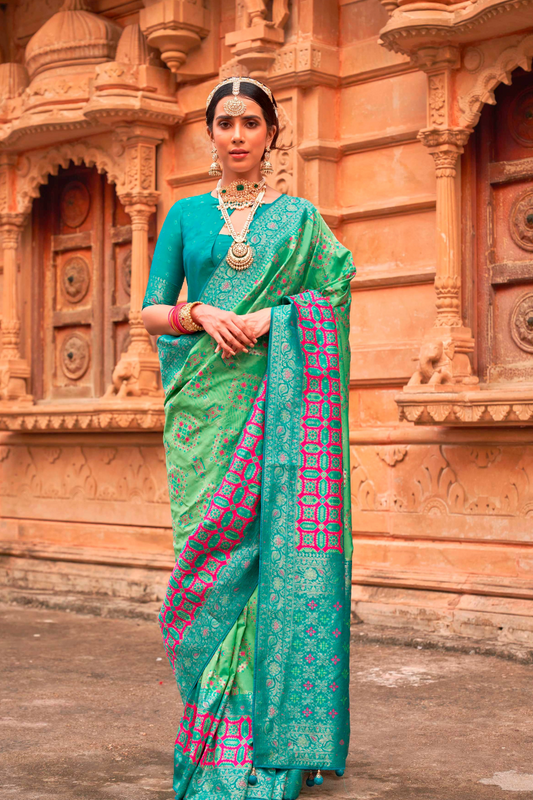Banarasi P.V. Silk Saree with Elegant Patola Weaving Design - LaVante Fashion