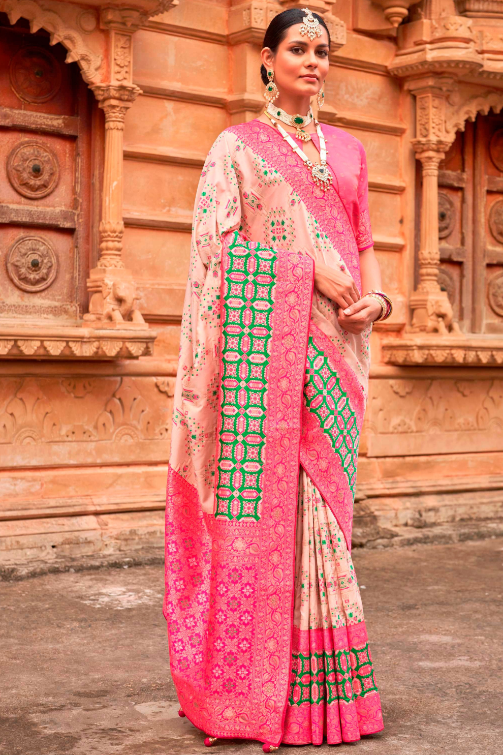 Banarasi P.V. Silk Saree with Elegant Patola Weaving Design - LaVante Fashion