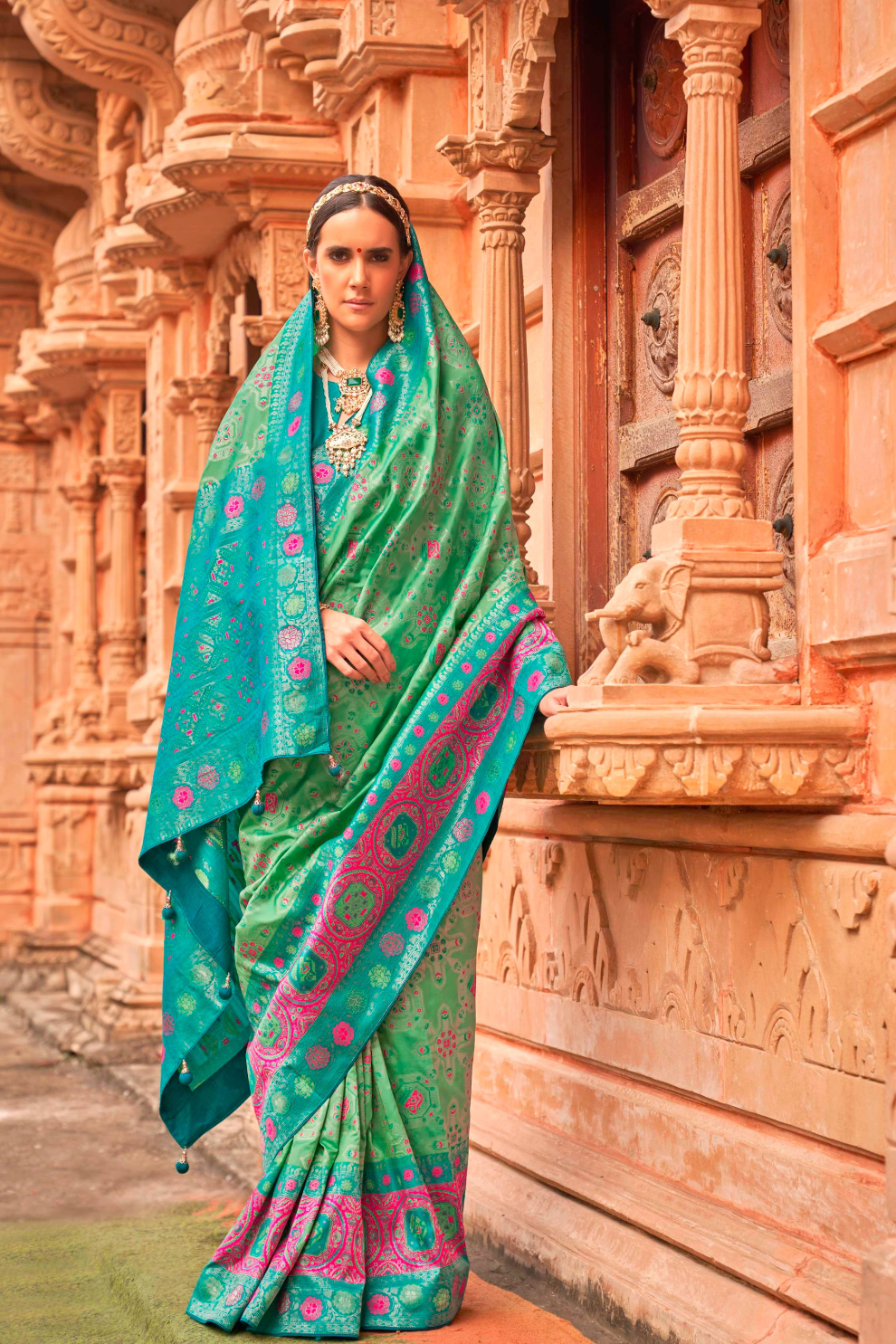 Banarasi P.V. Silk Saree with Elegant Patola Weaving Design - LaVante Fashion