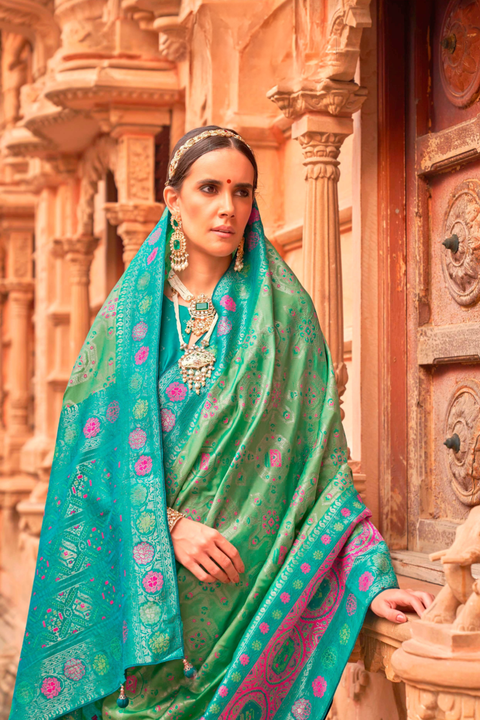 Banarasi P.V. Silk Saree with Elegant Patola Weaving Design - LaVante Fashion