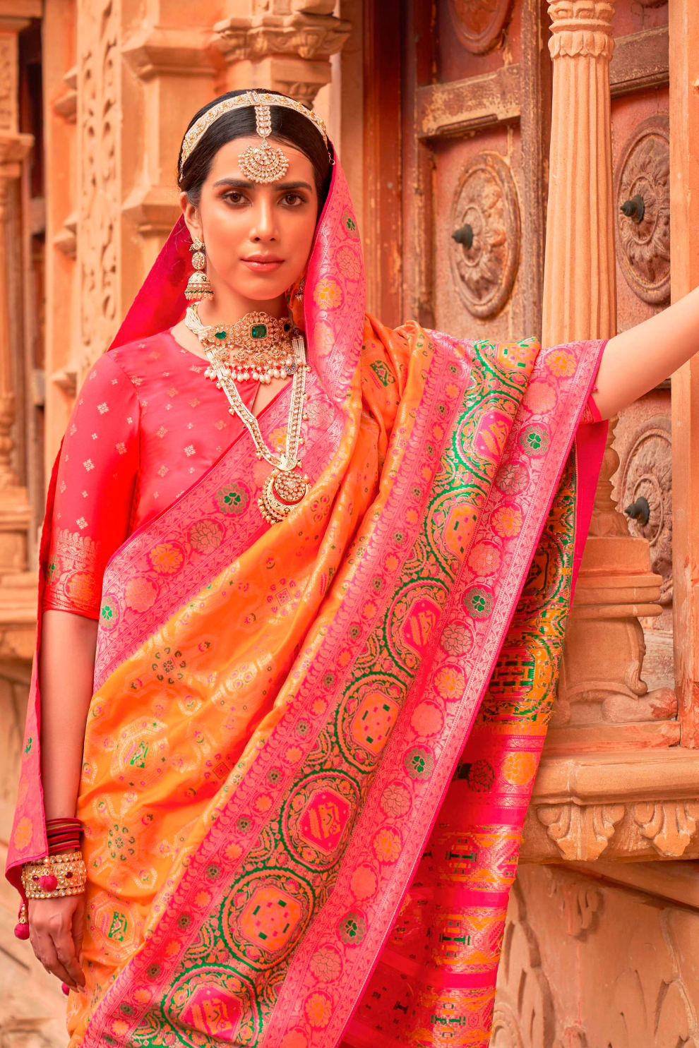 Banarasi P.V. Silk Saree with Elegant Patola Weaving Design - LaVante Fashion