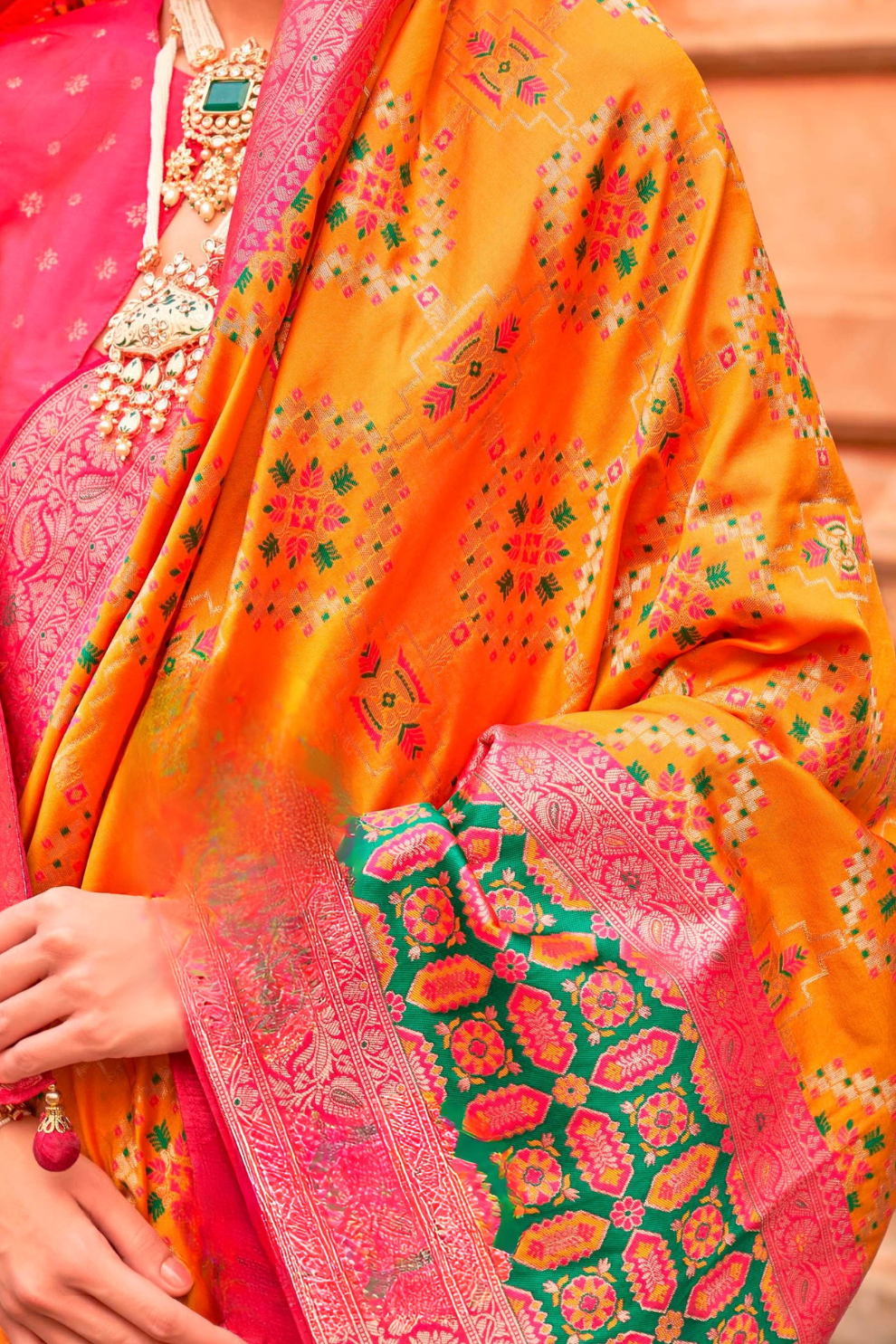 Banarasi P.V. Silk Saree with Elegant Patola Weaving Design - LaVante Fashion