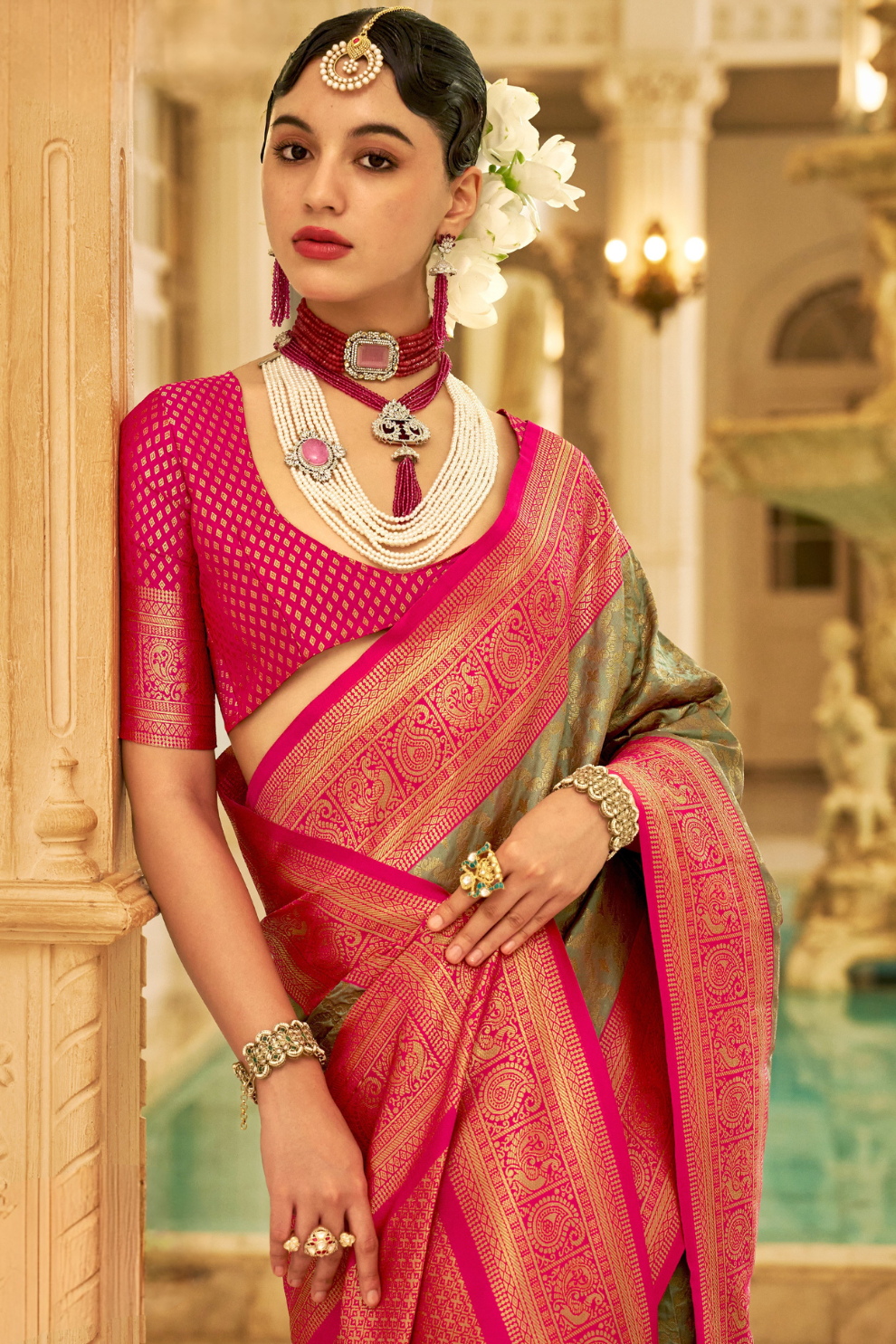 Soft Finish Banarasi Silk Saree with Kanchipuram Weave Design