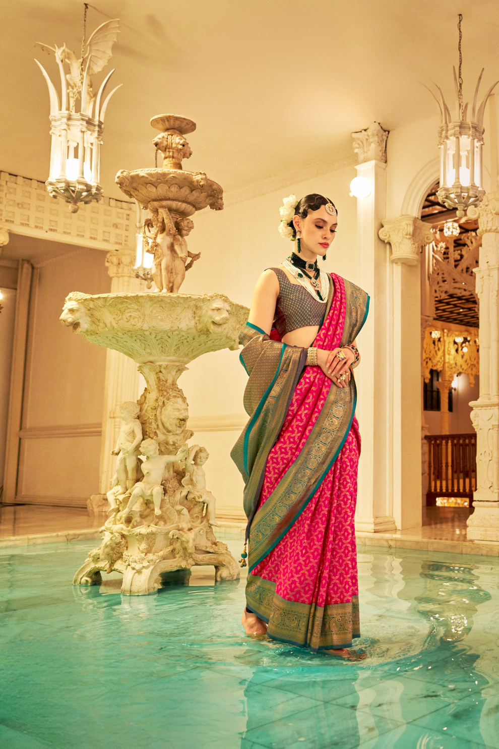 Soft Finish Banarasi Silk Saree with Kanchipuram Weave Design