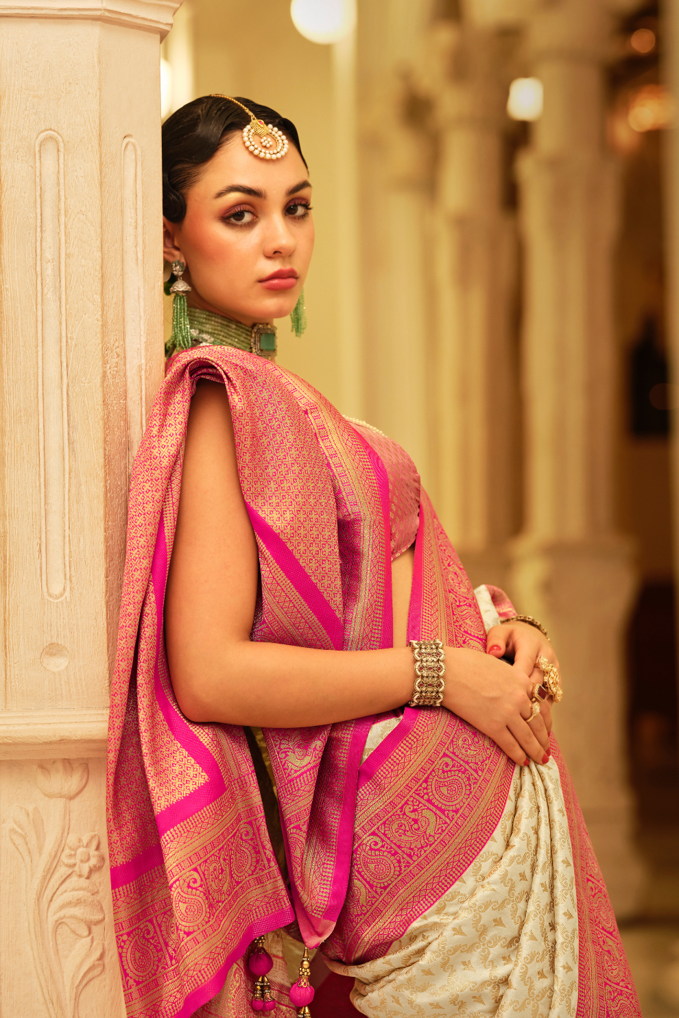 Soft Finish Banarasi Silk Saree with Kanchipuram Weave Design