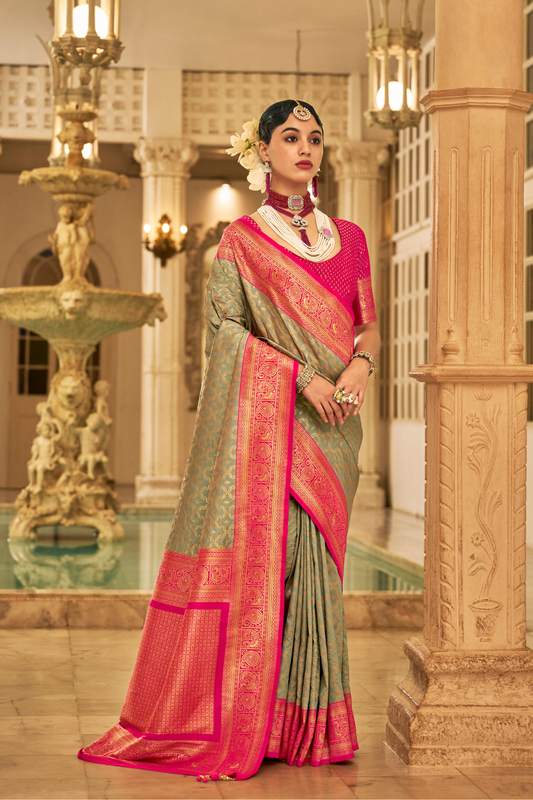 Soft Finish Banarasi Silk Saree with Kanchipuram Weave Design