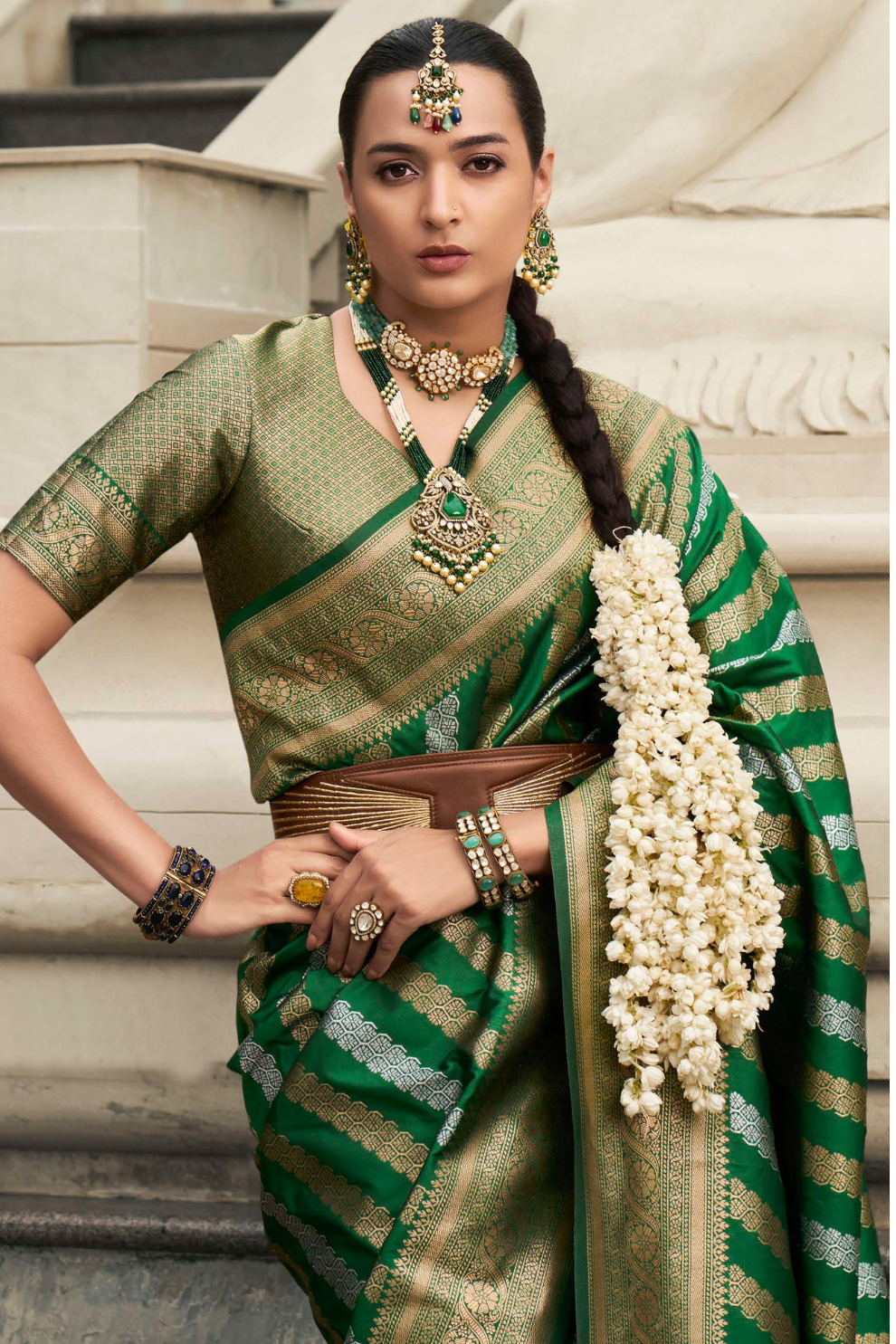 Banarasi P.V. Silk Saree with Exclusive Weaving Jaal Design - LaVante Fashion