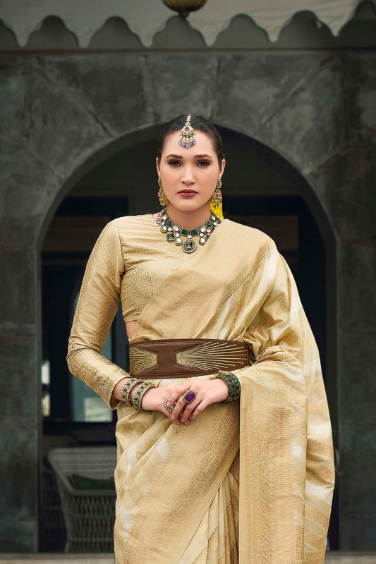 Banarasi P.V. Silk Saree with Exclusive Weaving Jaal Design - LaVante Fashion