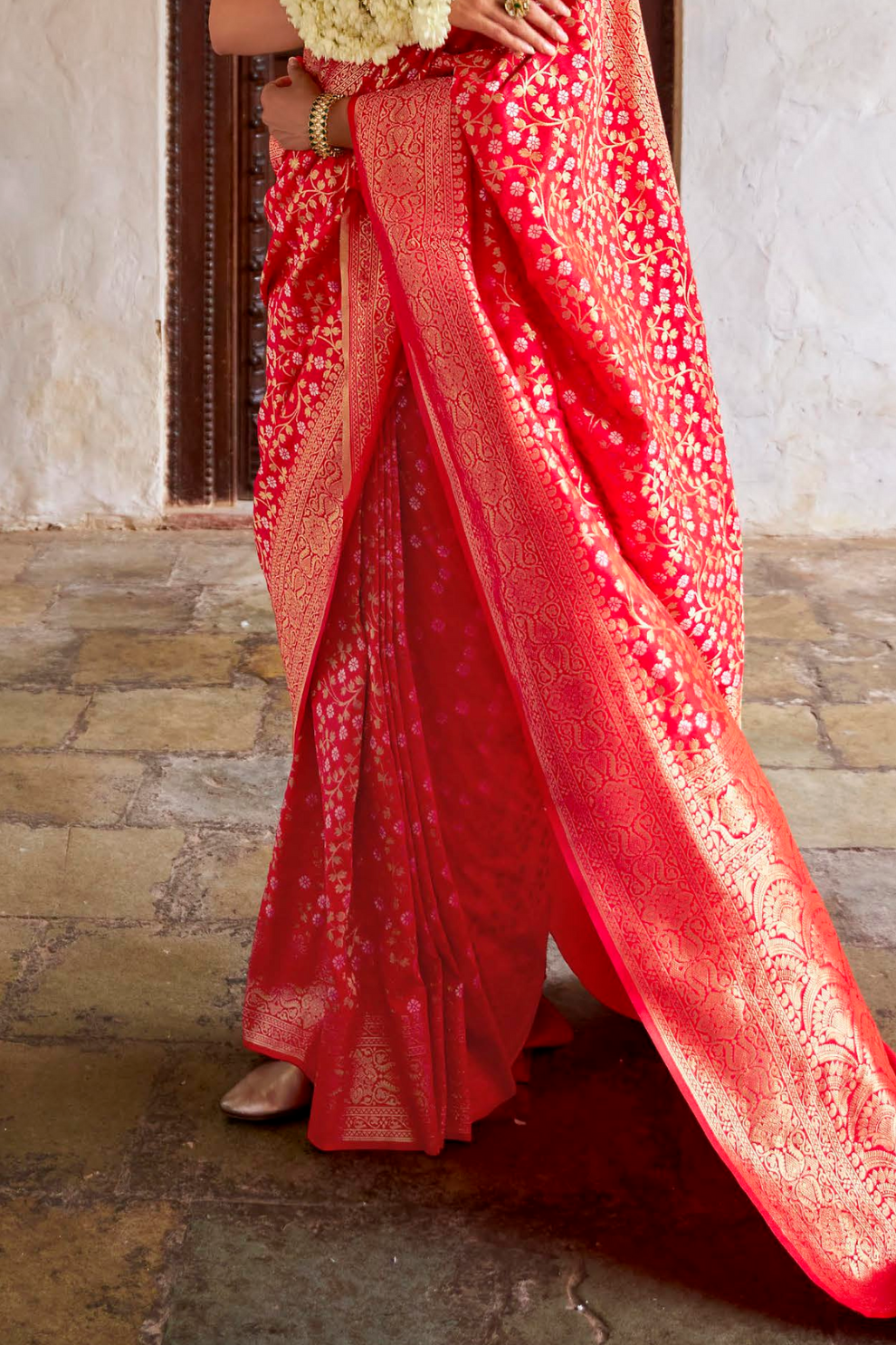 Banarasi P.V. Silk Saree with Exclusive Weaving Jaal Design - LaVante Fashion