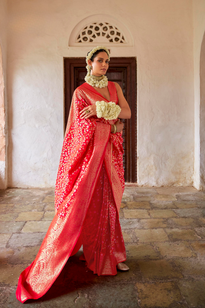 Banarasi P.V. Silk Saree with Exclusive Weaving Jaal Design - LaVante Fashion