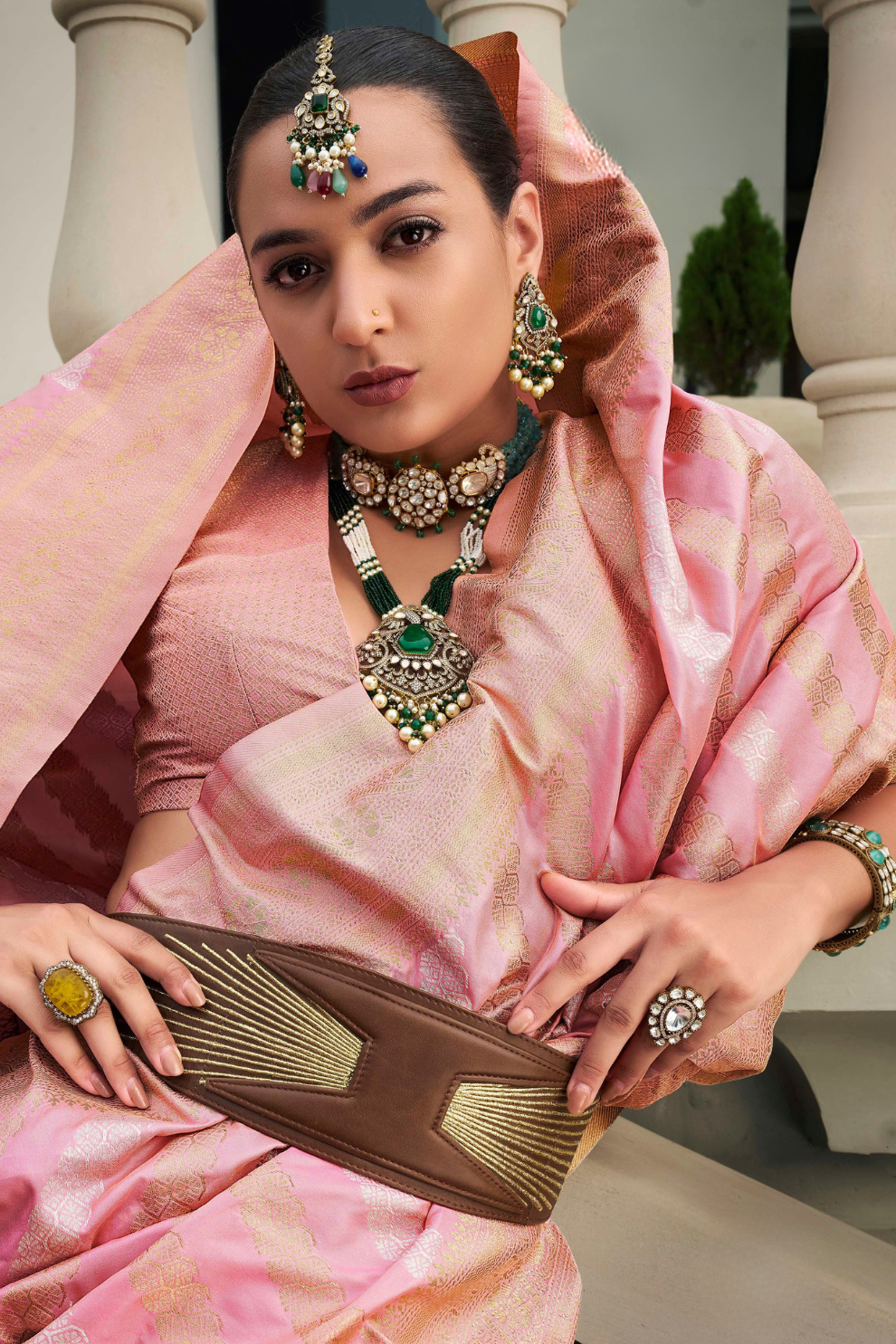 Banarasi P.V. Silk Saree with Exclusive Weaving Jaal Design - LaVante Fashion