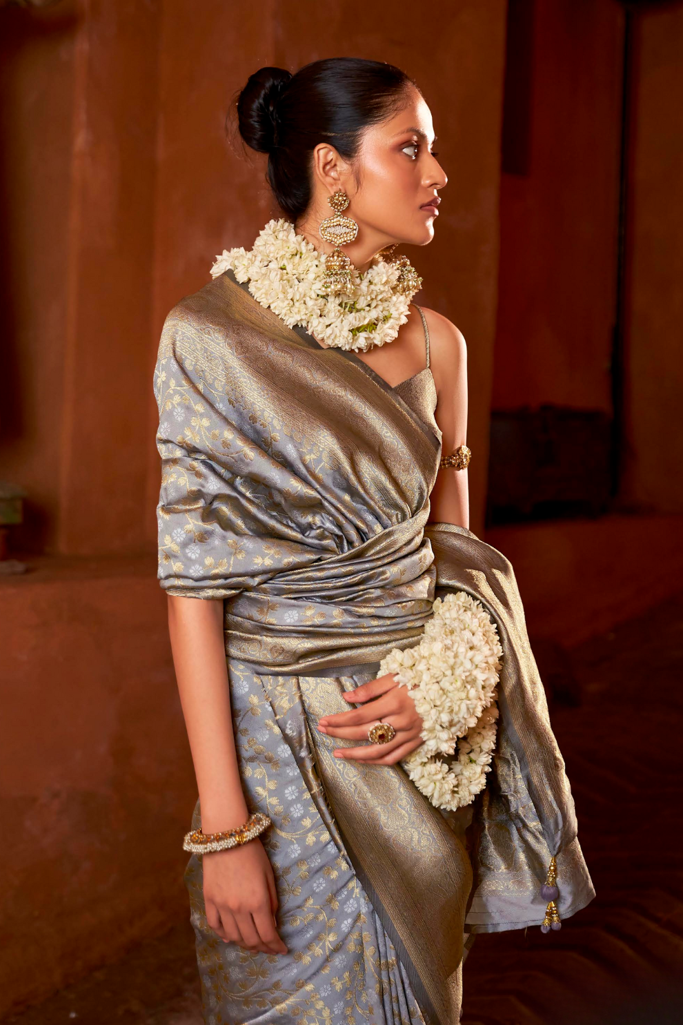 Banarasi P.V. Silk Saree with Exclusive Weaving Jaal Design - LaVante Fashion