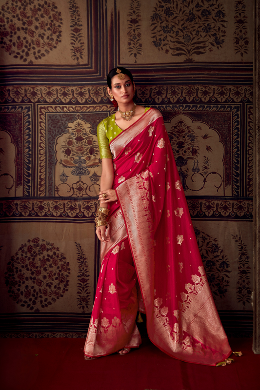 Banarasi Crepe Silk Saree with Zari Weaving Work