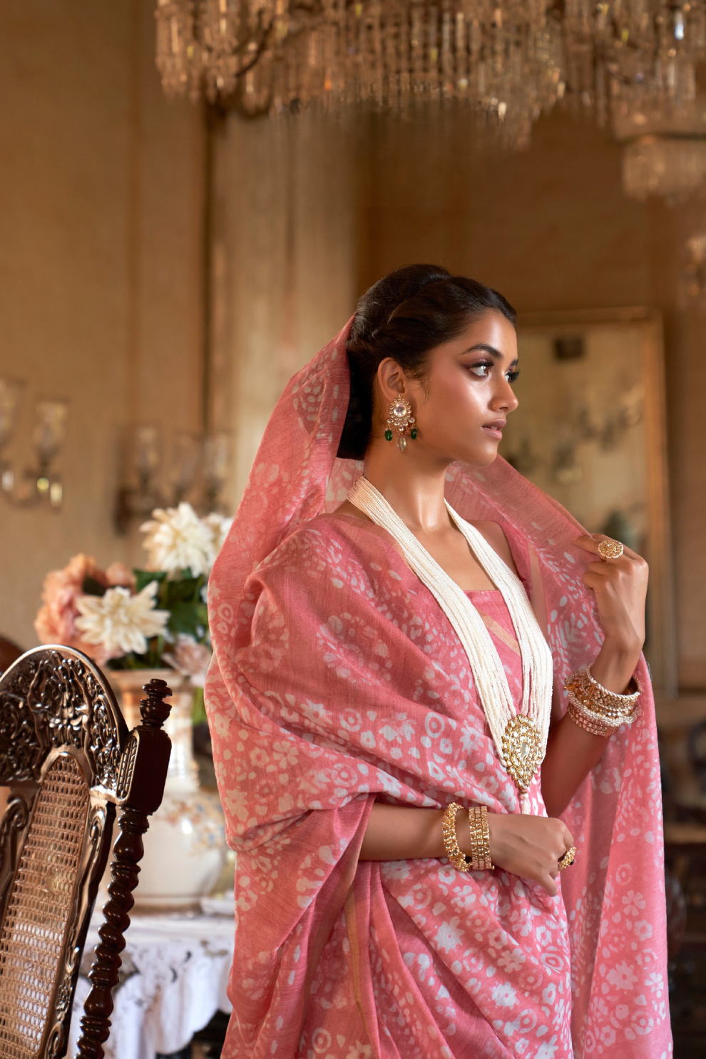 Graceful Bagru Cotton Saree with Dabu Zari Design