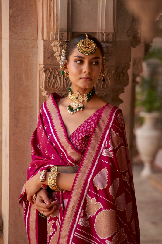 Banarasi Silk Blend Saree with Rich Zari Weaving