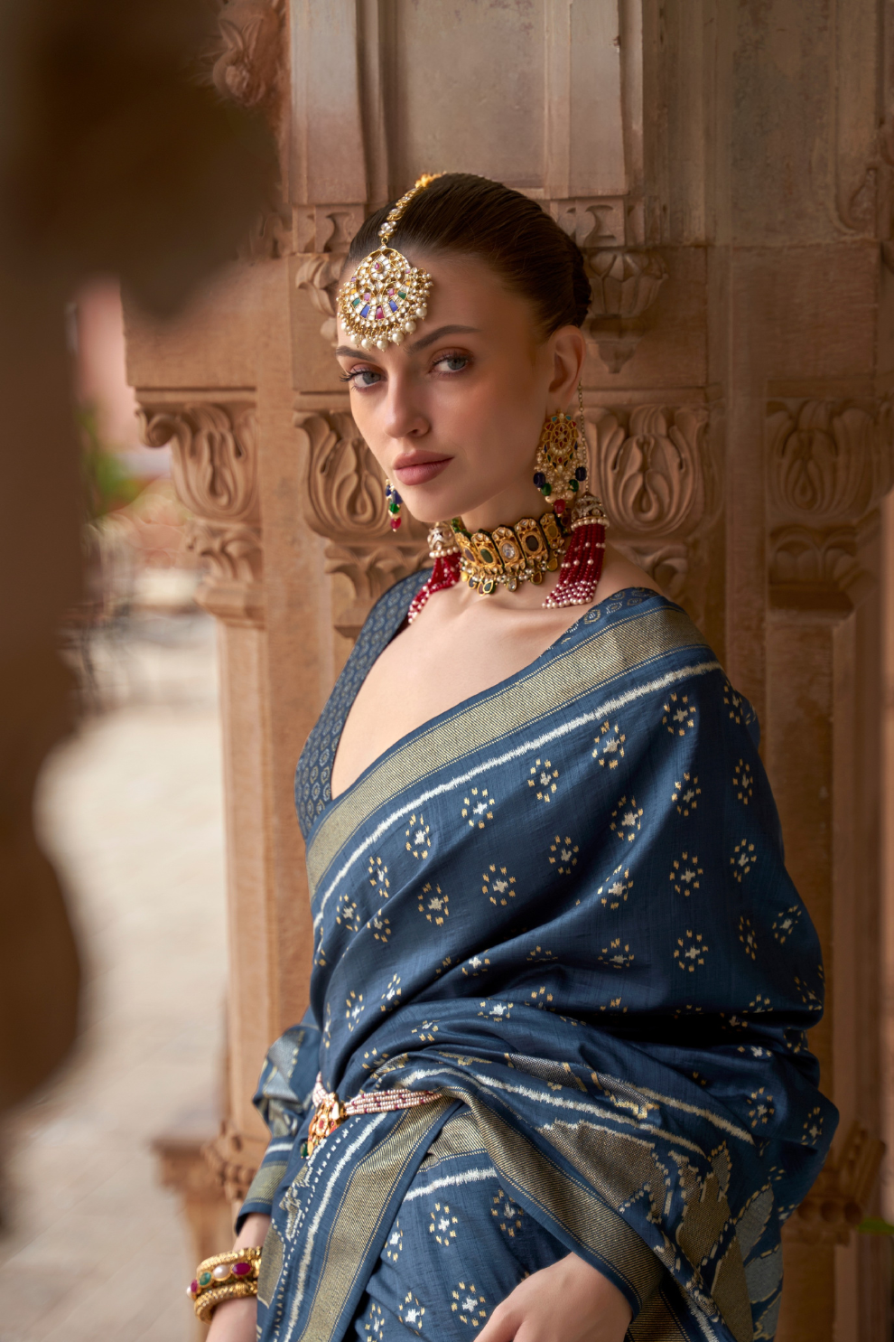 Banarasi Silk Blend Saree with Rich Zari Weaving