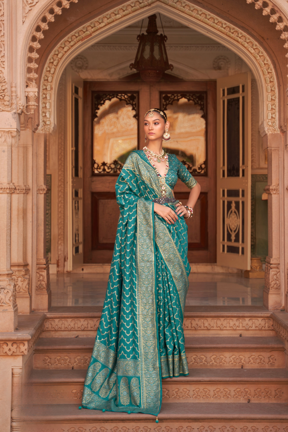 Banarasi Silk Blend Saree with Rich Zari Weaving
