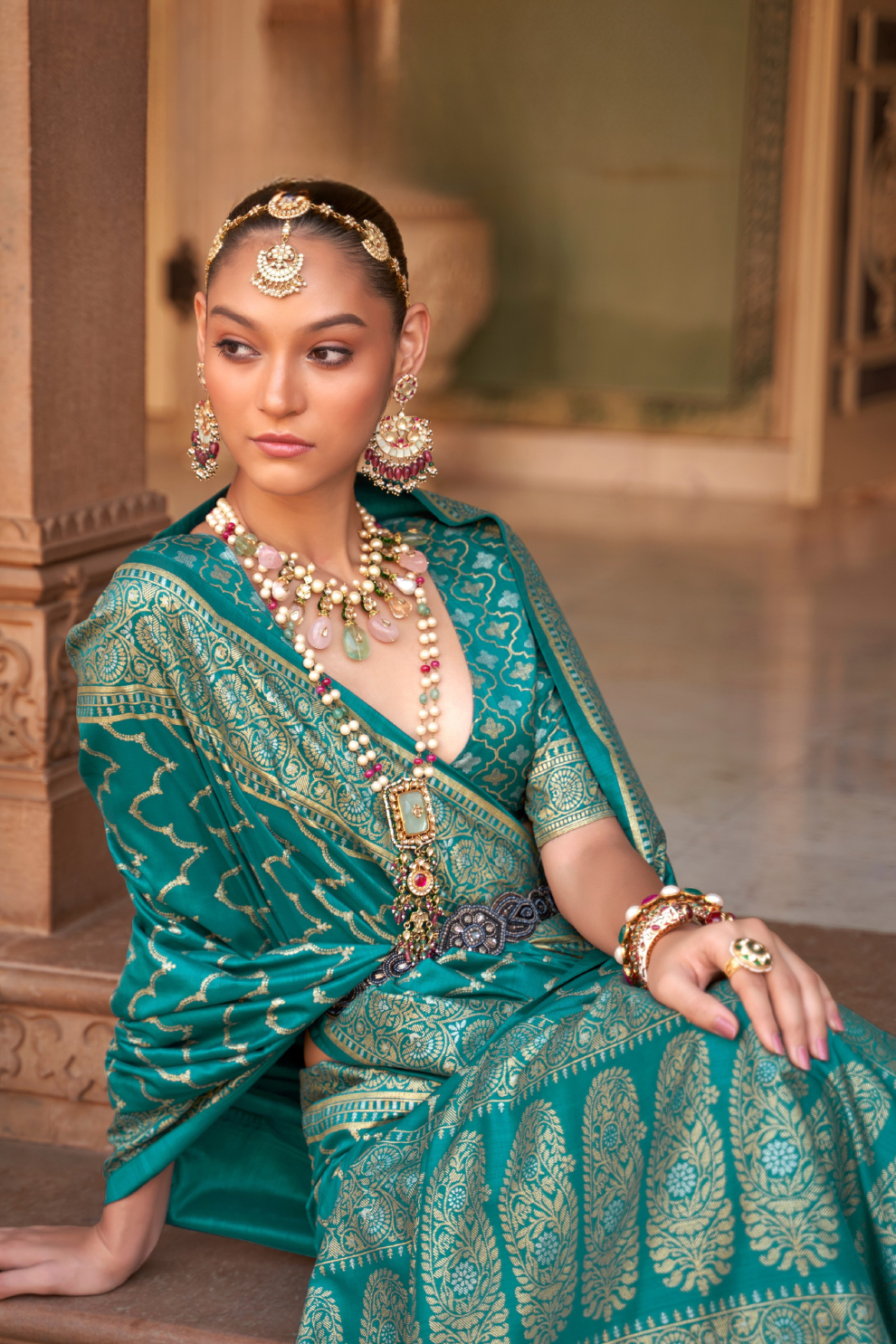 Banarasi Silk Blend Saree with Rich Zari Weaving