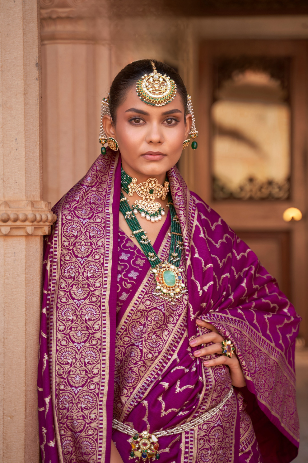 Banarasi Silk Blend Saree with Rich Zari Weaving