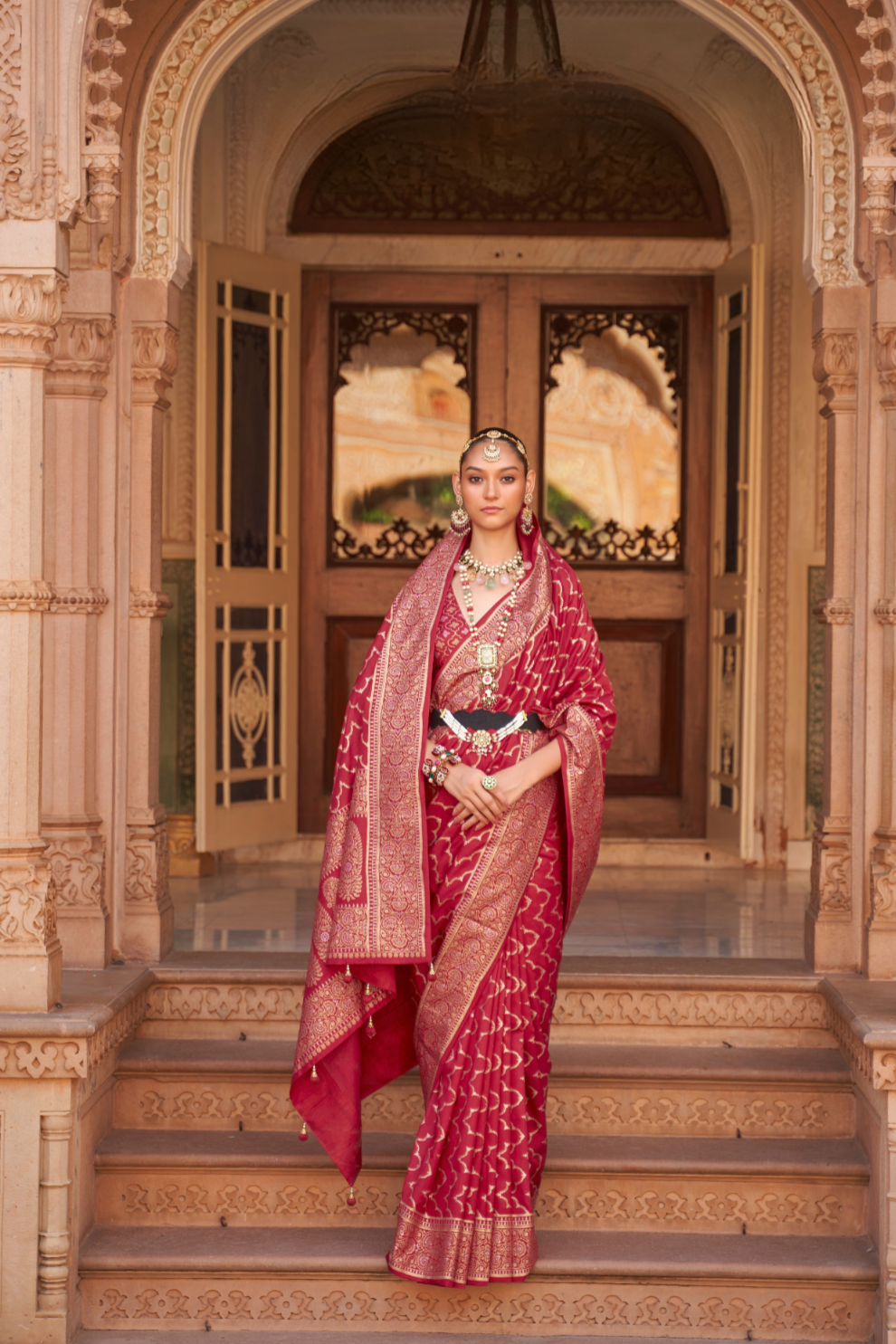 Banarasi Silk Blend Saree with Rich Zari Weaving