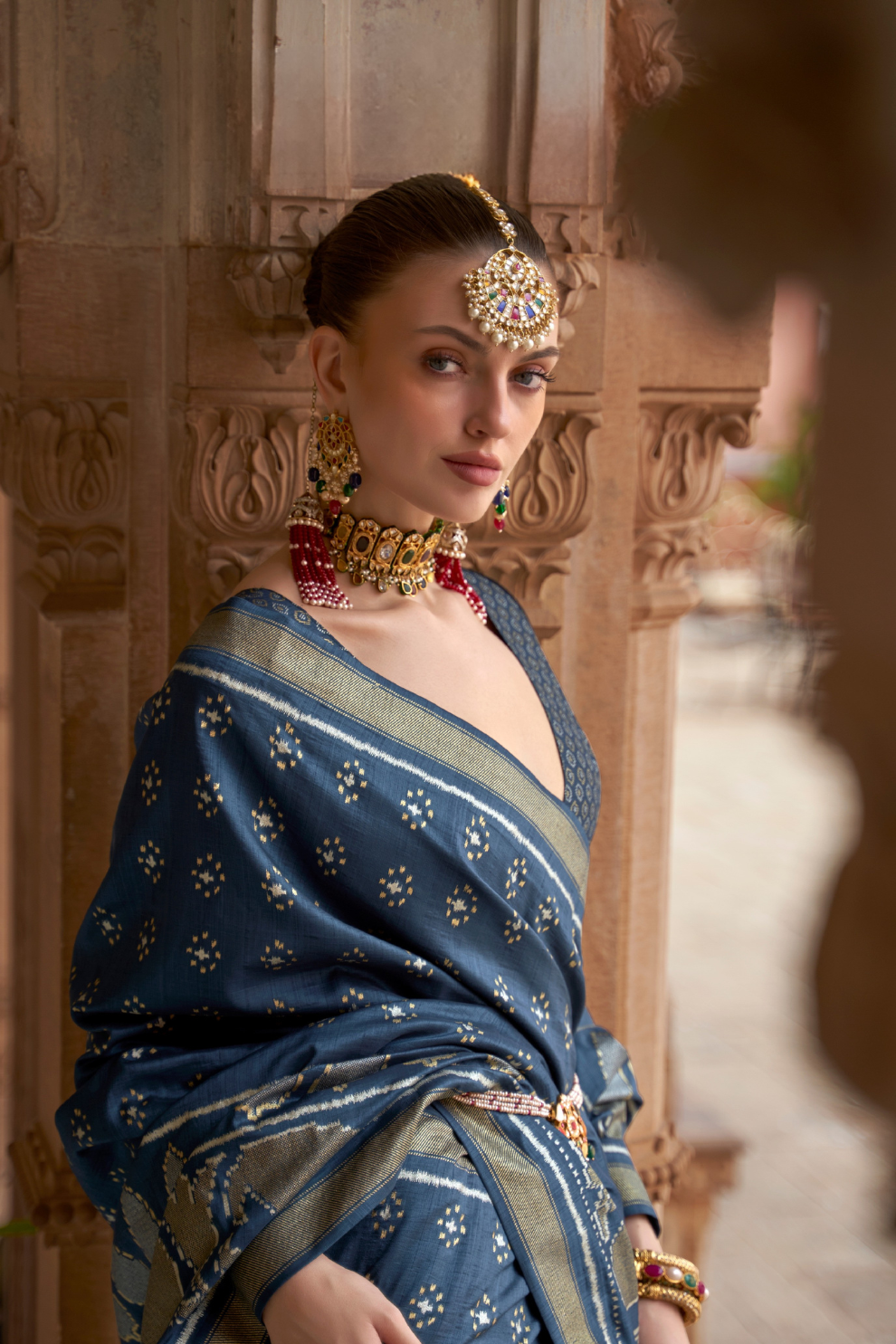 Banarasi Silk Blend Saree with Rich Zari Weaving