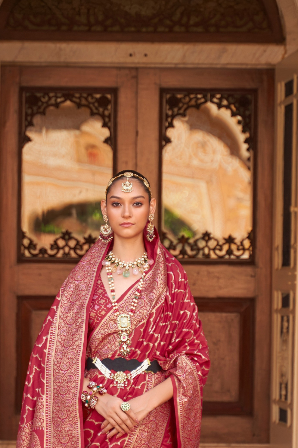 Banarasi Silk Blend Saree with Rich Zari Weaving
