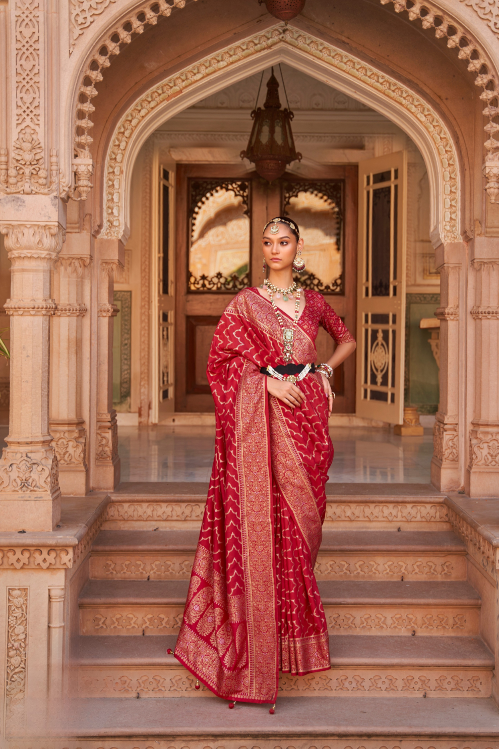 Banarasi Silk Blend Saree with Rich Zari Weaving