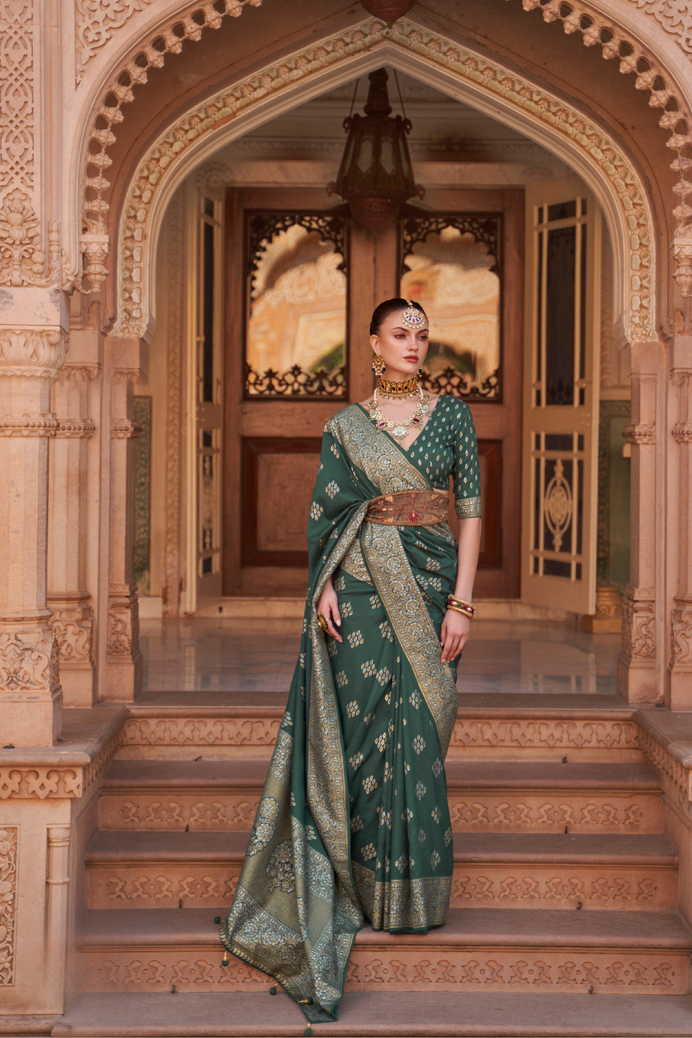 Banarasi Silk Blend Saree with Rich Zari Weaving