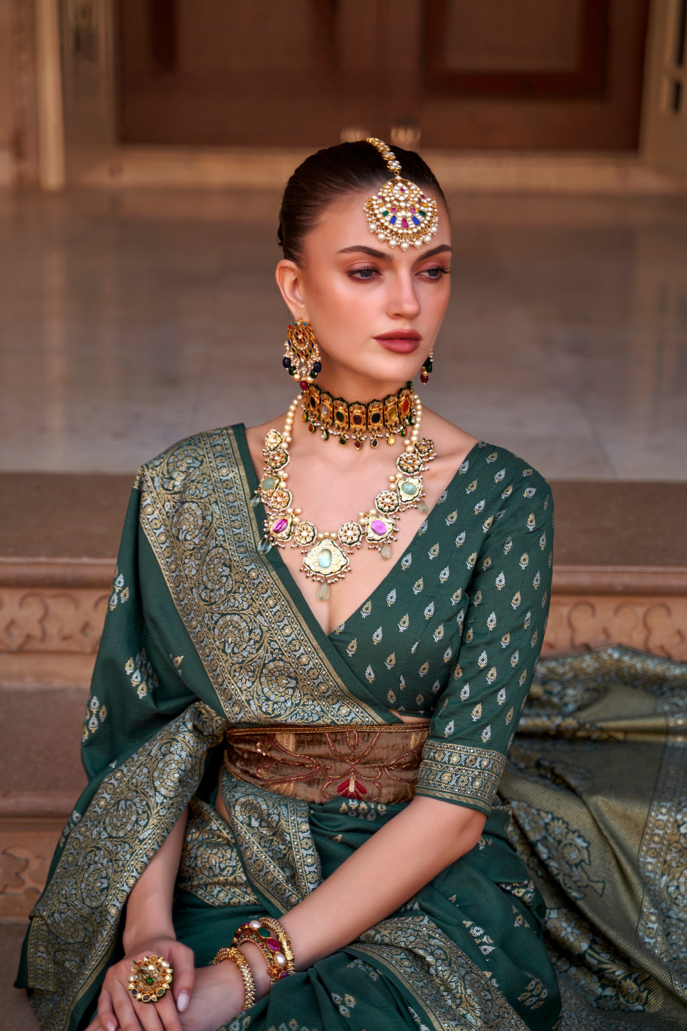 Banarasi Silk Blend Saree with Rich Zari Weaving