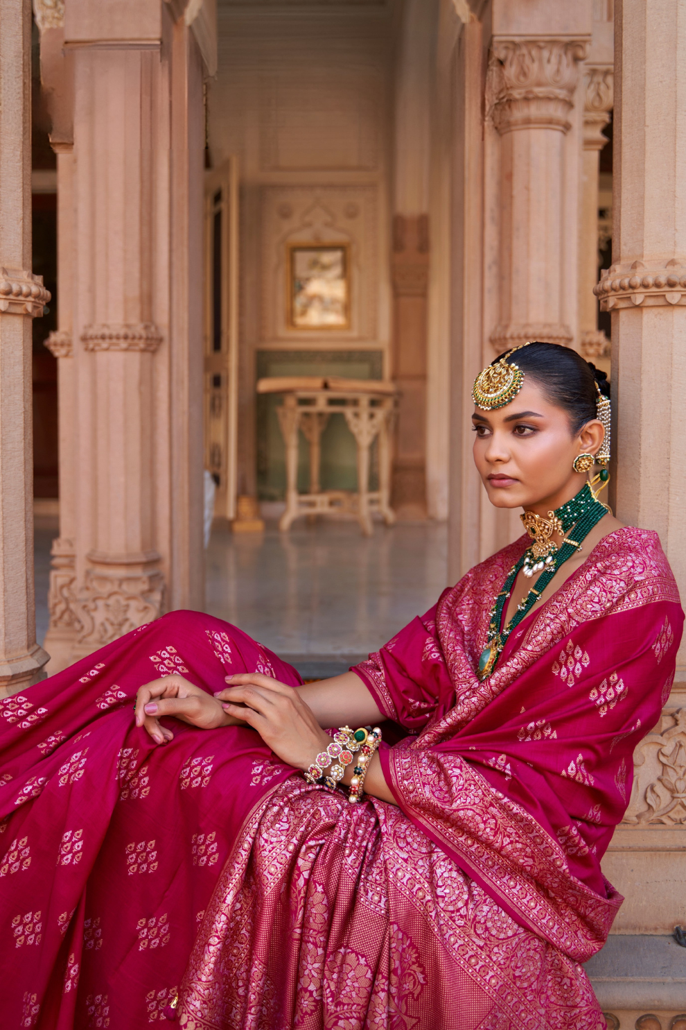 Banarasi Silk Blend Saree with Rich Zari Weaving