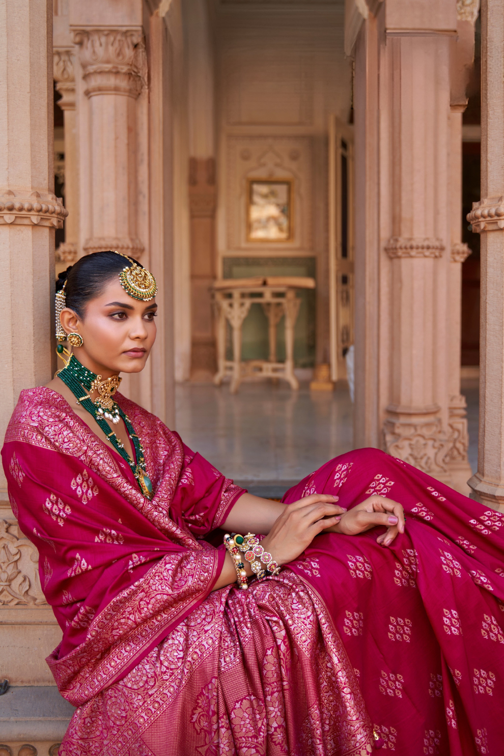 Banarasi Silk Blend Saree with Rich Zari Weaving