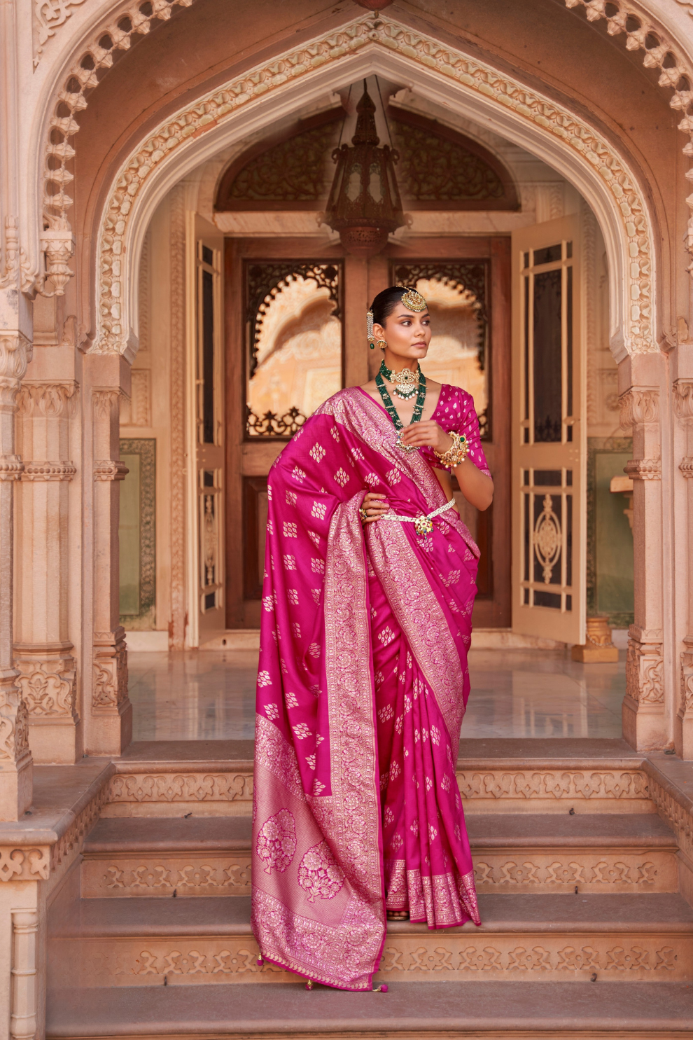 Banarasi Silk Blend Saree with Rich Zari Weaving